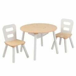 Discount 🥰 KidKraft Round Storage Table & 2 Chair Set - Natural & White 🤩