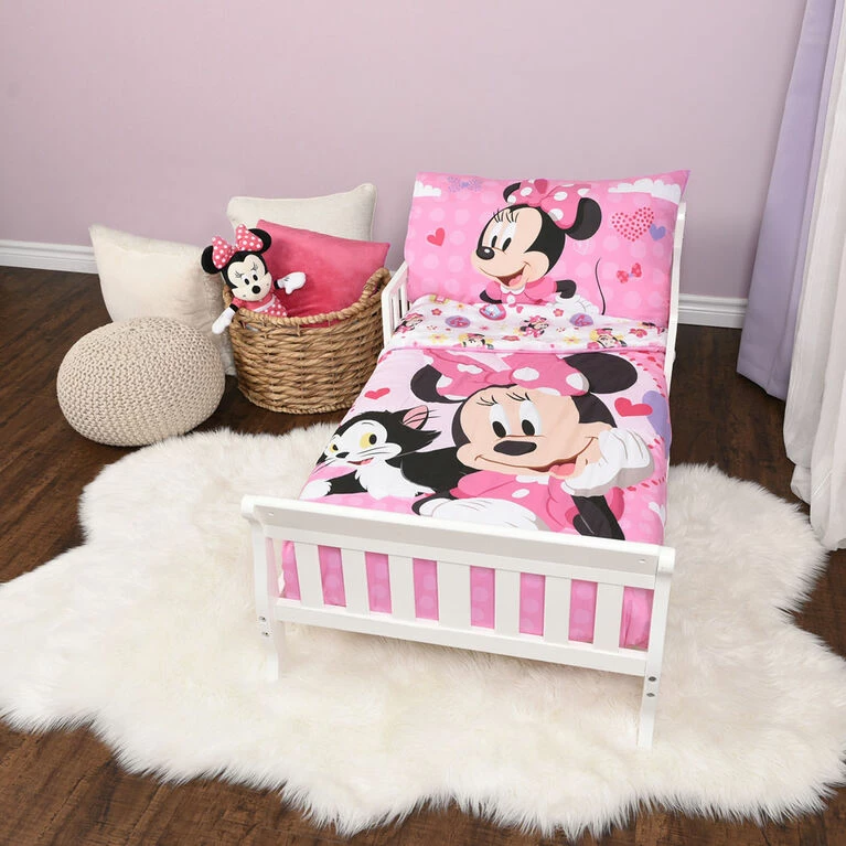 Cheapest π Mickey Mouse Disney Minnie Mouse 3 Piece Toddler Bedding Set With Reversible Comforter, Fitted Sheet And Pillowcase By Nemcor β