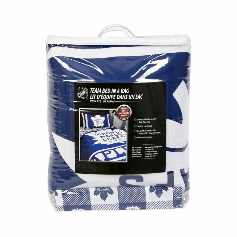 Discount 🤩 NHL Toronto Maple Leafs 4 Piece Twin Bedding Set With Reversible Comforter, Fitted Sheet, Flat Sheet And Pillowcase By Nemcor 🔥 - Image 4