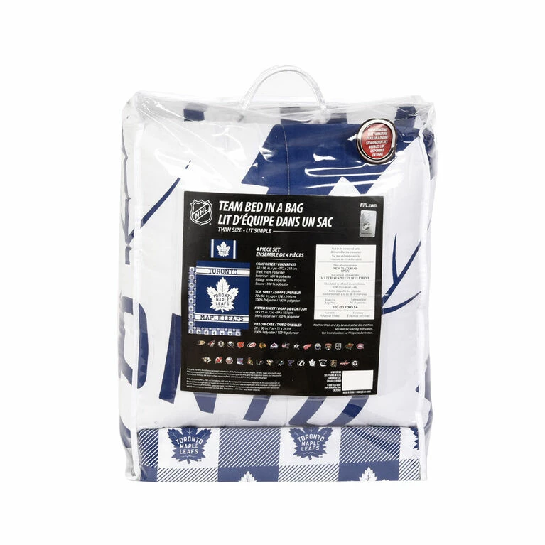 Discount 🤩 NHL Toronto Maple Leafs 4 Piece Twin Bedding Set With Reversible Comforter, Fitted Sheet, Flat Sheet And Pillowcase By Nemcor 🔥 - Image 5