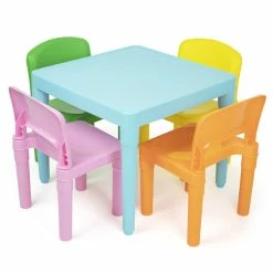 Flash Sale 👍 Babies R Us Humble Crew Kids Plastic Table & 4 Chairs, Modern Brights 👏