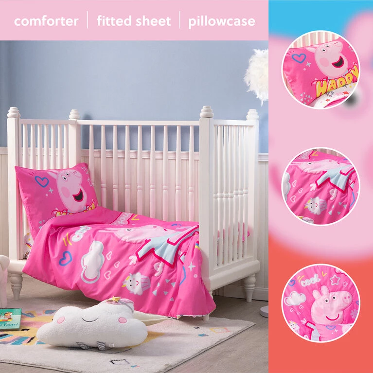 Wholesale β Peppa Pig 3 Piece Toddler Bedding Set With Reversible Comforter, Fitted Sheet And Pillowcase By Nemcor π€© - Image 3