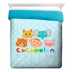 Best Sale 🔔 CoComelon 'Animals' Twin/Full Reversible Comforter, 100% Polyester, Blue 👍
