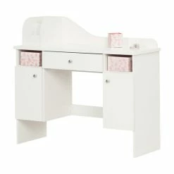 Cheapest 👏 South Shore Vito Makeup Desk With Drawer- Pure White And Pink 😉