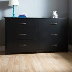 Budget 🔔 South Shore Fusion 6-Drawer Double 👗 Dresser- Pure Black ✨