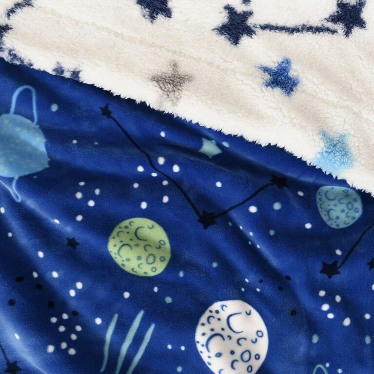 Cheapest π Baby's First By Nemcor Reversible Ultimate Sherpa Baby Blanket, Space π - Image 5