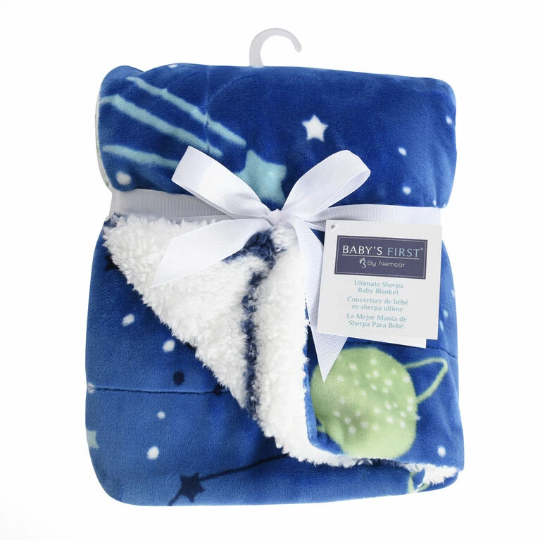 Cheapest π Baby's First By Nemcor Reversible Ultimate Sherpa Baby Blanket, Space π - Image 6