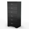 Promo ⌛ South Shore Step One 6-Drawer Tall Lingerie Chest - Rustic Style- Pure Black ⭐