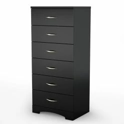 Promo β South Shore Step One 6-Drawer Tall Lingerie Chest - Rustic Style- Pure Black β