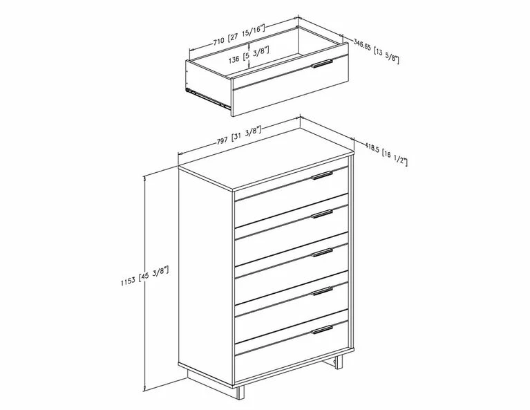 Best Sale π₯° South Shore Fynn 5-Drawer Chest π Dresser- Gray Oak π₯° - Image 5
