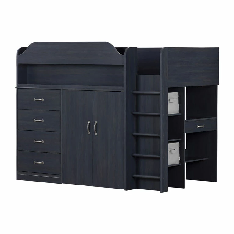 Cheap 𧨠South Shore, Loft Bed With Desk - Blueberry π