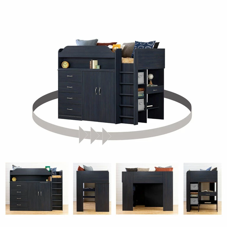 Cheap 𧨠South Shore, Loft Bed With Desk - Blueberry π - Image 5