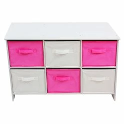 Coupon 🔥 Danawares Pink/White Wood Storage Bench With Bins ✔️