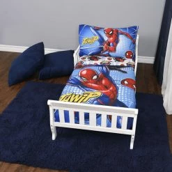 Outlet 👏 Marvel Spiderman 3 Piece Toddler Bedding Set With Reversible Comforter, Fitted Sheet And Pillowcase By Nemcor 🌟