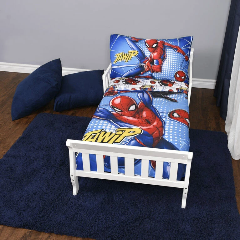 Outlet π Marvel Spiderman 3 Piece Toddler Bedding Set With Reversible Comforter, Fitted Sheet And Pillowcase By Nemcor π