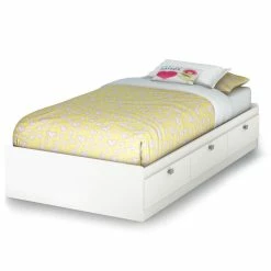 Hot Sale 🌟 South Shore Spark Mate's Platform Storage Bed With 3 Drawers- Pure White 💯