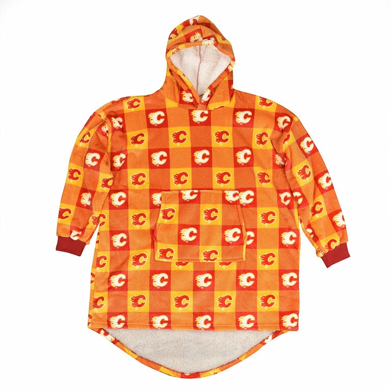 Promo π Nemcor NHL Calgary Flames Oversized Wearable Sherpa Hooded Blanket, One Size Fits Most β¨ - Image 2