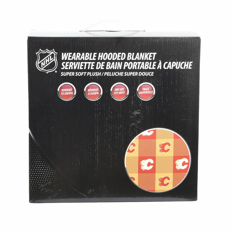 Promo π Nemcor NHL Calgary Flames Oversized Wearable Sherpa Hooded Blanket, One Size Fits Most β¨ - Image 4
