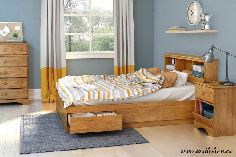 Discount π South Shore Little Treasures Mates Bed With 3 Drawers- Country Pine π - Image 3